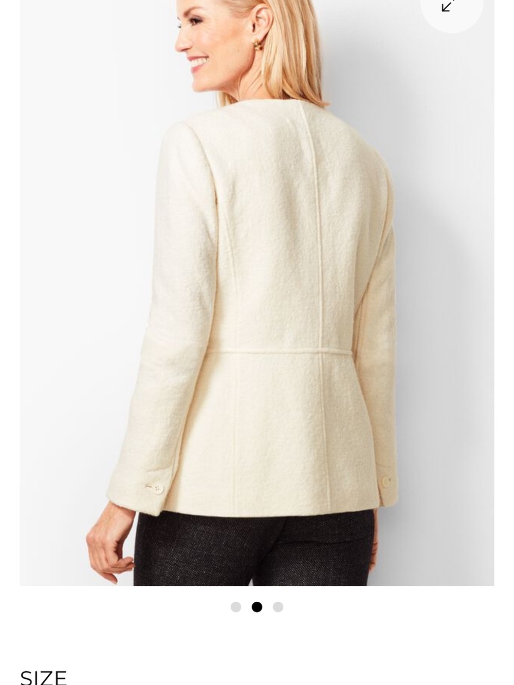 Talbots Cream Collarless Button-Front Jacket - Picture 2 of 10